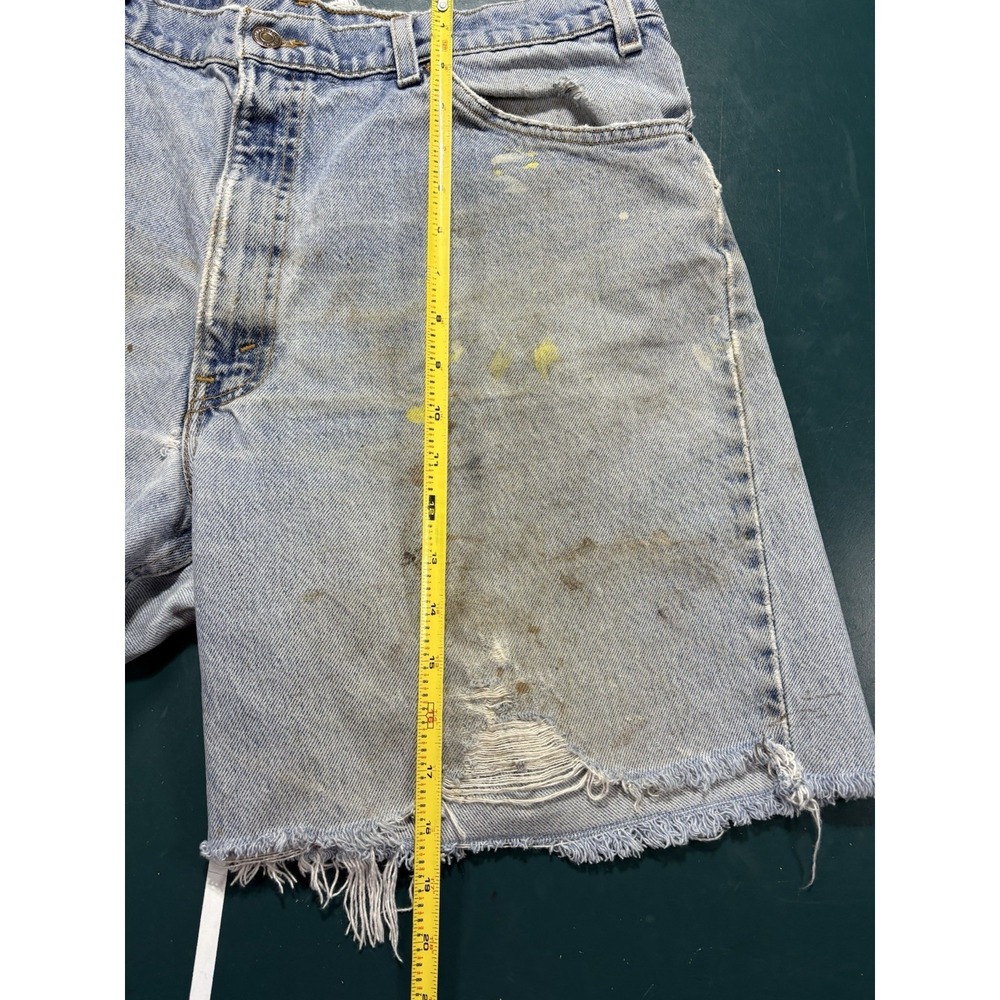 Vtg 90s Levi's 560 Orange Tab Jean Shorts Size 34 Distressed Cut Off Denim USA - Picture 16 of 16